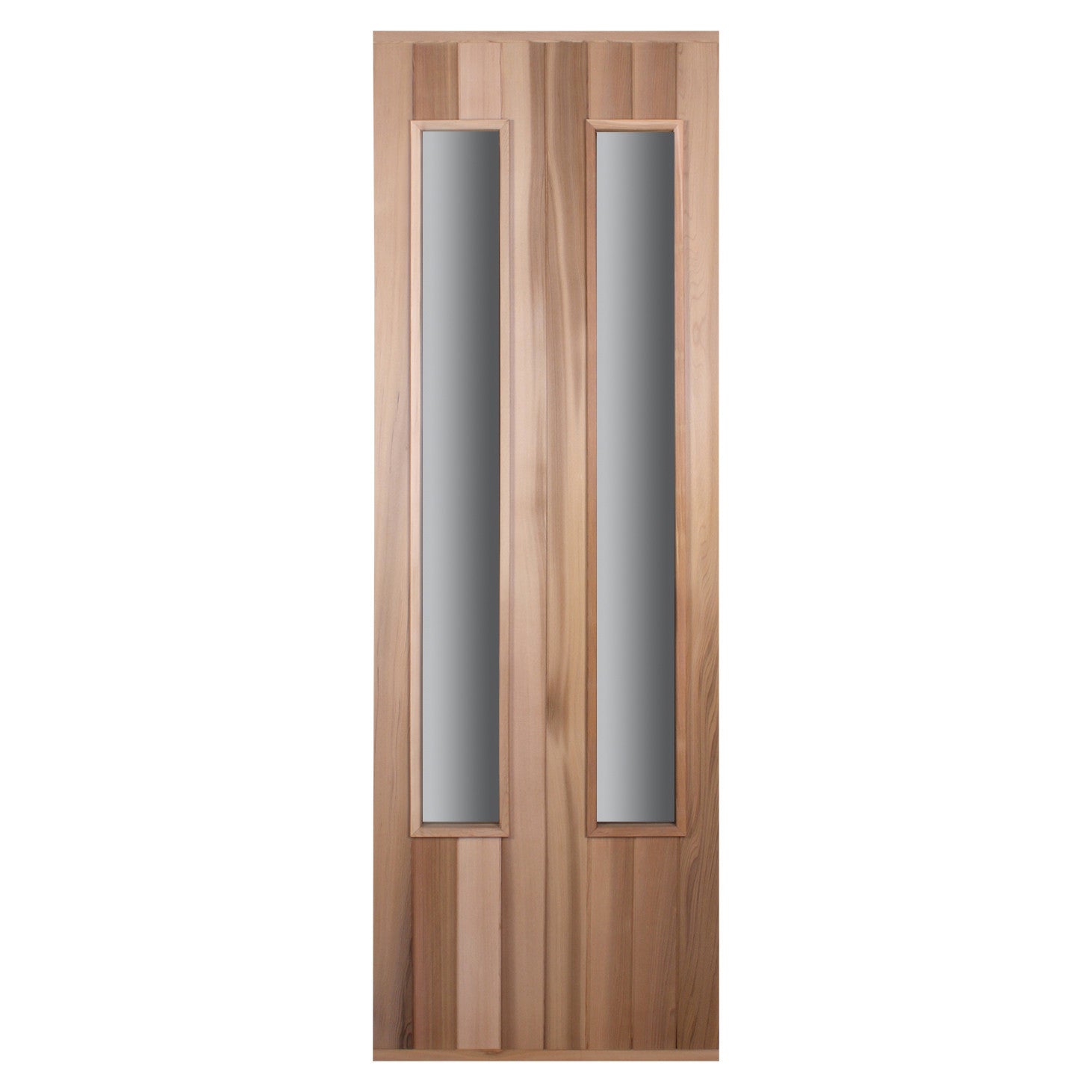 Cedar Door with Two Long Slim Windows