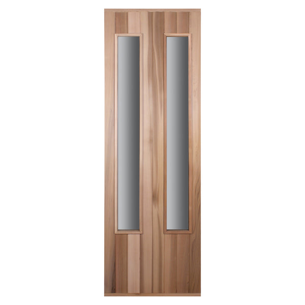 Cedar Door with Two Long, Slim Windows